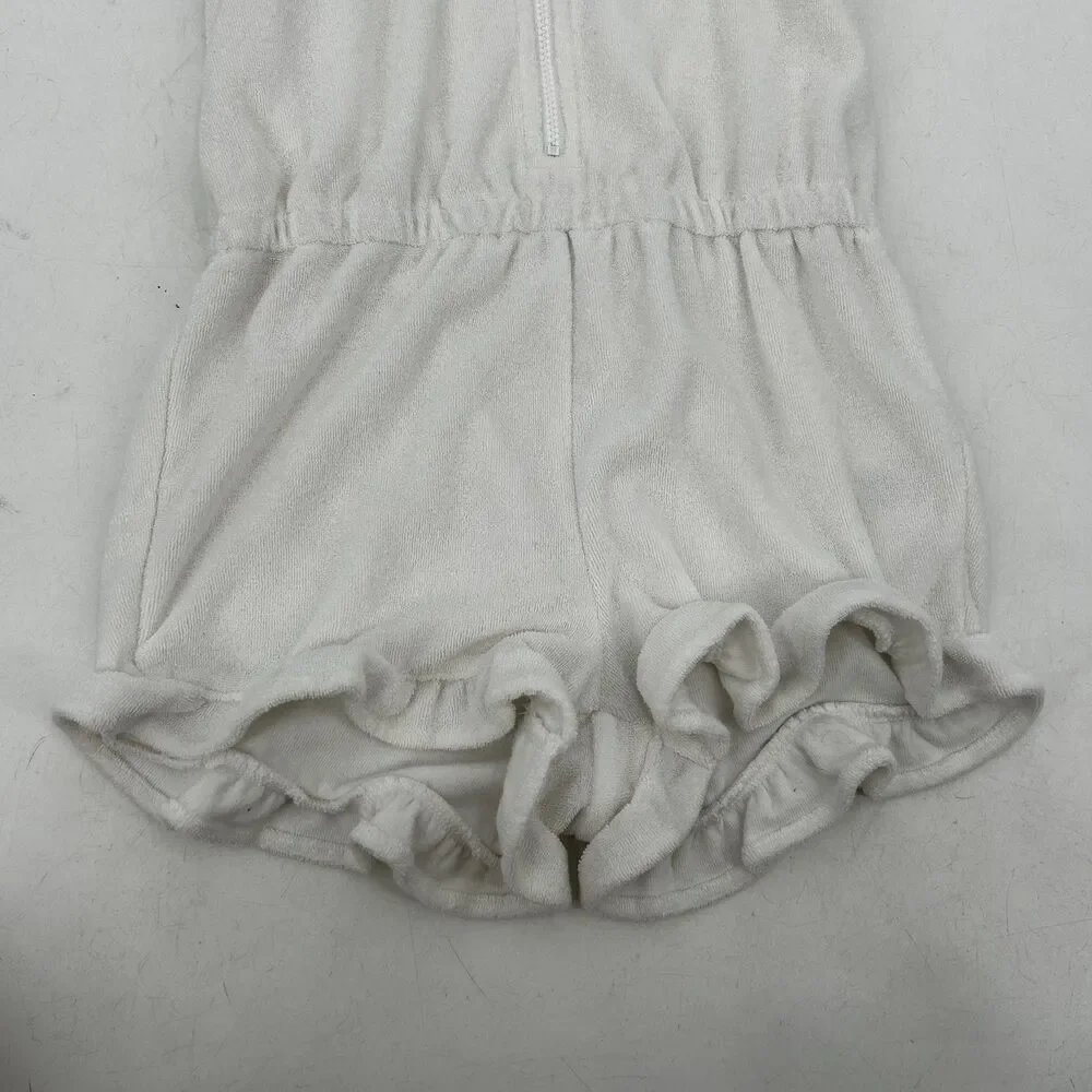 JANIE AND JACK Girl's White Hooded Terry Cloth Summer Romper Swim Cover Up 4T